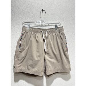 Wowie Men's Nomad Shorts Tan Drawstring Stretch Performance Aztec Medium Lined